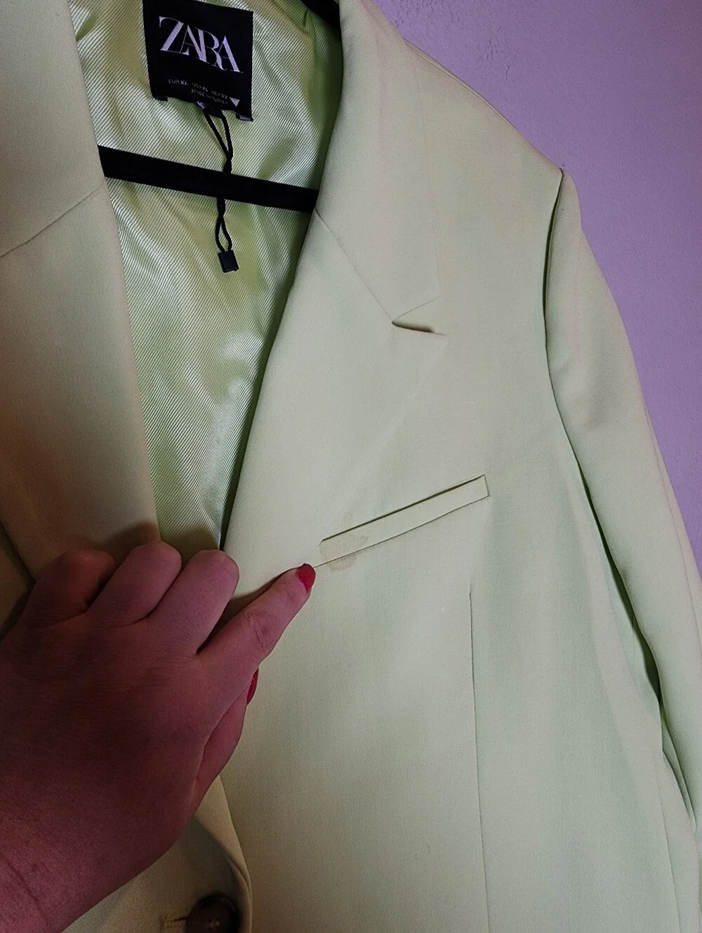 Zara Lime Green Single Button Blazer Jacket Size XL Blogger Fav Lyocell Blend - Picture 14 of 16